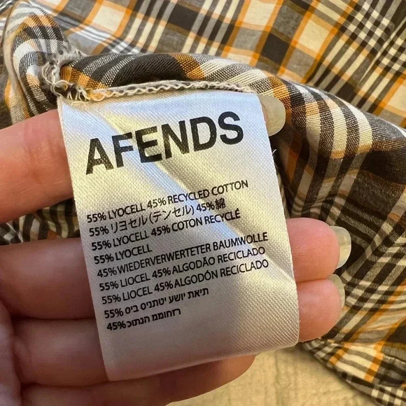 Afends Plaid Mini Dress in Brown and Cream - Picture 8 of 8